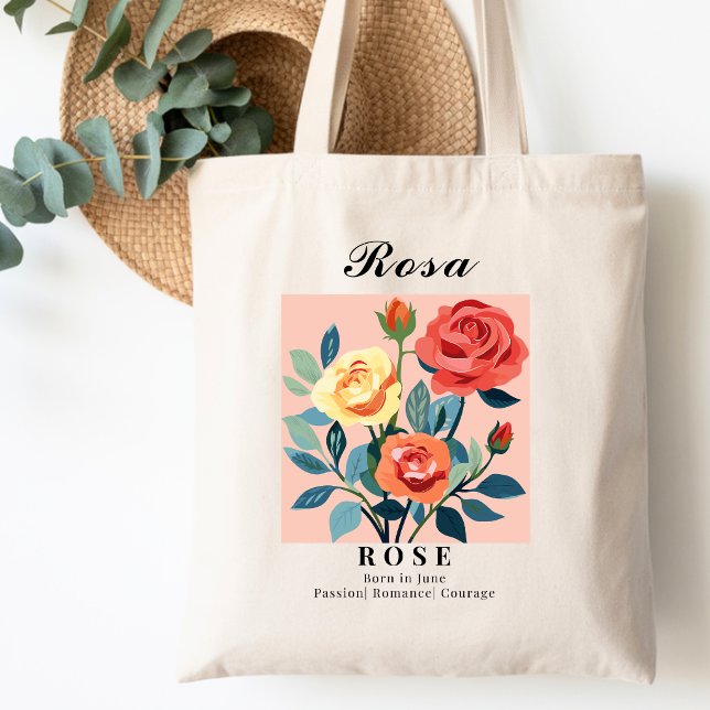 Tote Bag Fleurs de naissance de juin Rose Faveurs de douche (Créateur téléchargé)