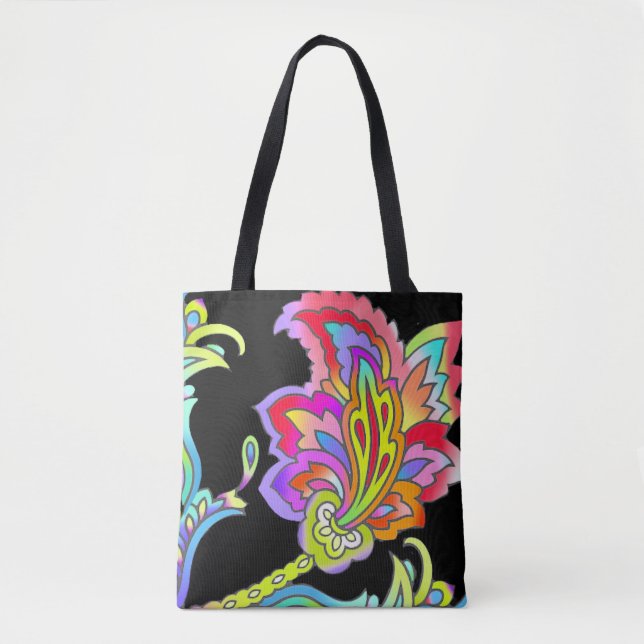 Tote Bag Fleurs de néon (Devant)