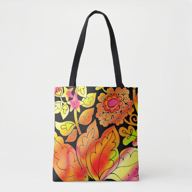 Tote Bag Fleurs de néon (Devant)