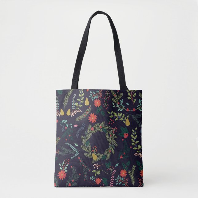 Tote Bag Fleurs de Noël dessinées à la main : collection vi (Devant)