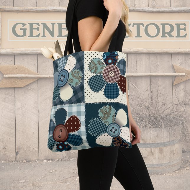 Tote Bag Fleurs de Patchwork Pays (Créateur téléchargé)