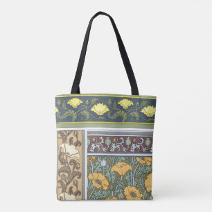 Tote Bag Fleurs de pavot Art Nouveau floral vintage