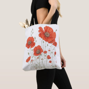 Tote Bag Fleurs de pavot orange
