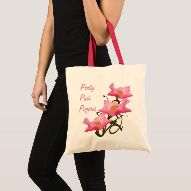 Tote Bag Fleurs de pavot roses Eco Friendly Réutilisable Pe (Devant (produit))