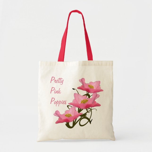 Tote Bag Fleurs de pavot roses Eco Friendly Réutilisable Pe (Devant)
