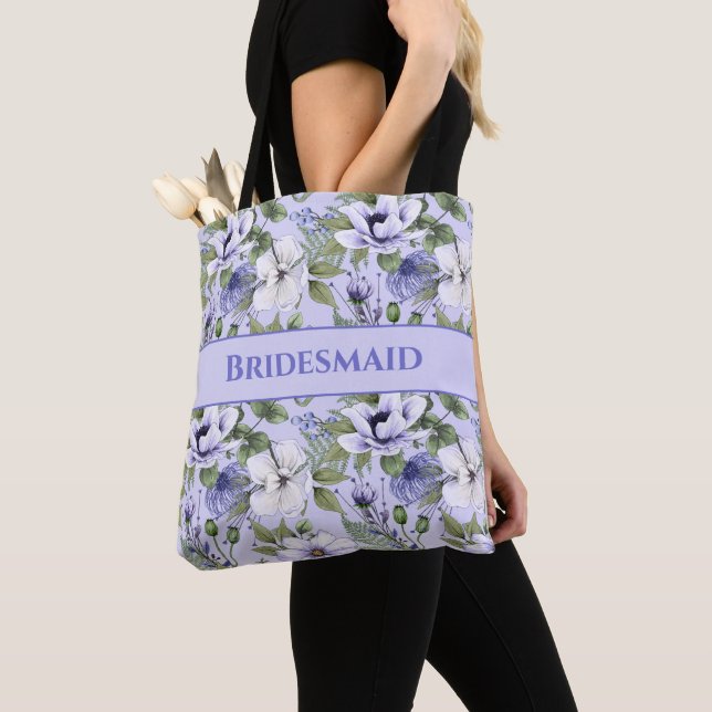 Tote Bag Fleurs de Pervenche Violette Cadeau Demoiselles d' (De près)