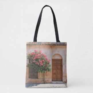 TOTE BAG FLEURS DE PÉTAL ROUGE SUR MUR BÉTON
