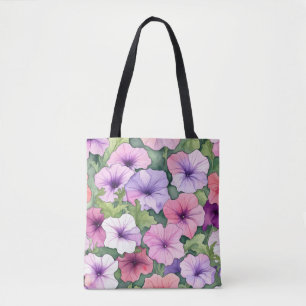 Tote Bag Fleurs de pétunia aquarelle