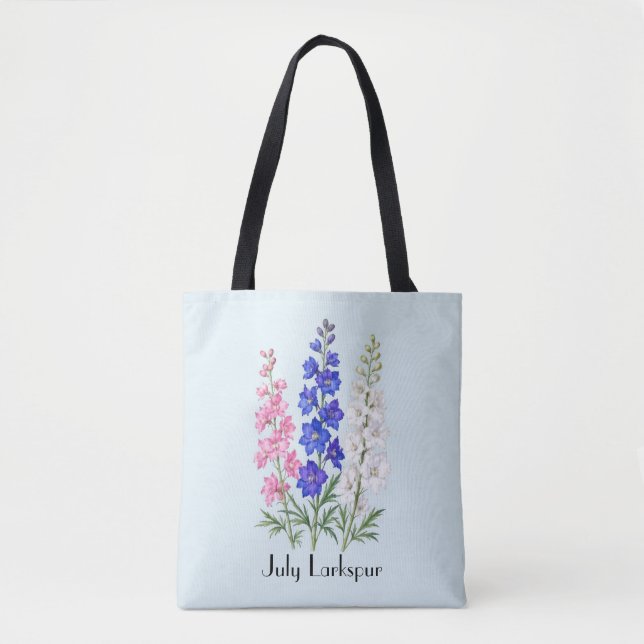 Tote Bag Fleurs de pied-d'alouette de juillet (Devant)