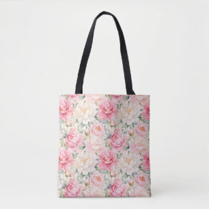 Tote Bag Fleurs de pivoine à l'aquarelle pastel doux