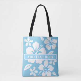 Tote Bag Fleurs de plage bleu tropical