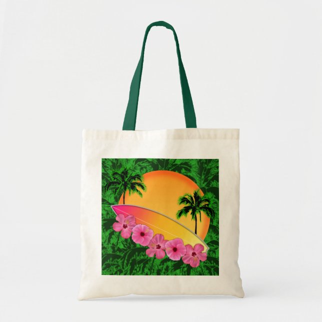 Tote Bag Fleurs de planche de surf et de ketmie (Devant)
