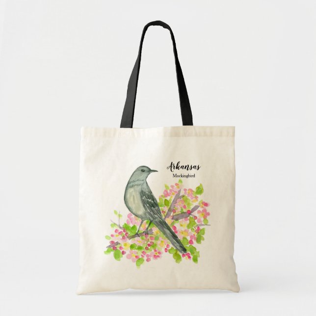 Tote Bag Fleurs de pomme Arbre de printemps Mockingbird (Devant)