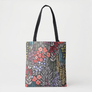 Tote Bag Fleurs de prairie : Aquarelle Florale sans joint