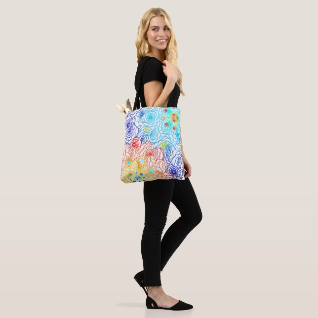 Tote Bag Fleurs de printemps colorées (Sur le modèle)
