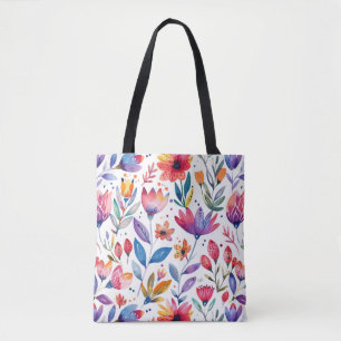 Tote Bag Fleurs de printemps colorées motif