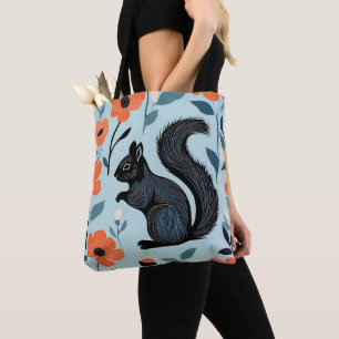 Tote Bag Fleurs de printemps écureuil Art 