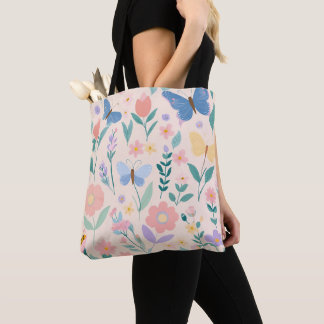 Tote Bag Fleurs de printemps en fleurs roses pour le voyage