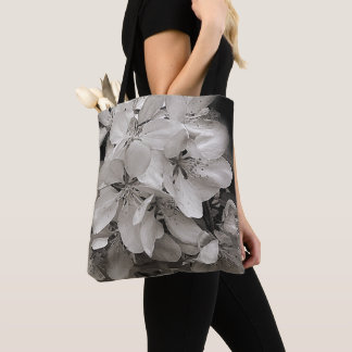 Tote Bag Fleurs De Printemps En Noir Et Blanc