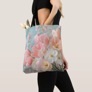 Tote Bag Fleurs de printemps pastel doux Design Flore délic