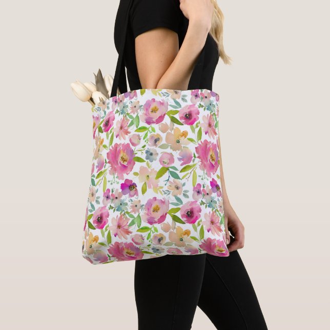 Tote Bag Fleurs de printemps rose tendre (De près)