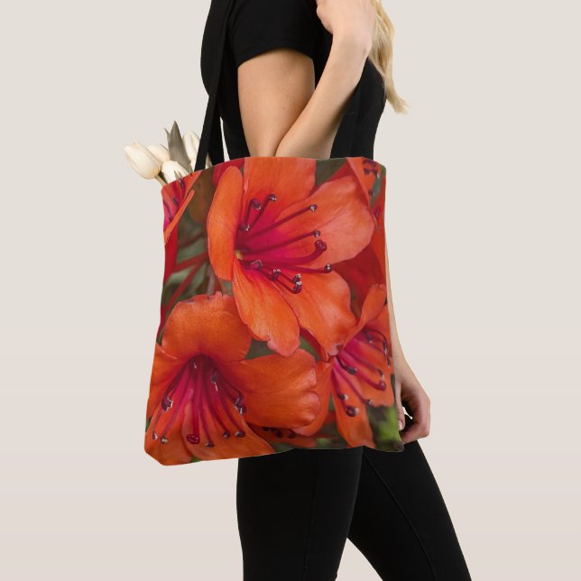 Tote Bag Fleurs de Rhododendron Orange Clair (De près)