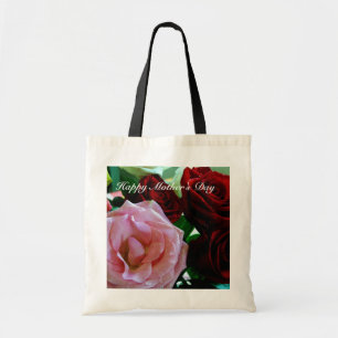 Tote Bag fleurs de rose roses et rouges