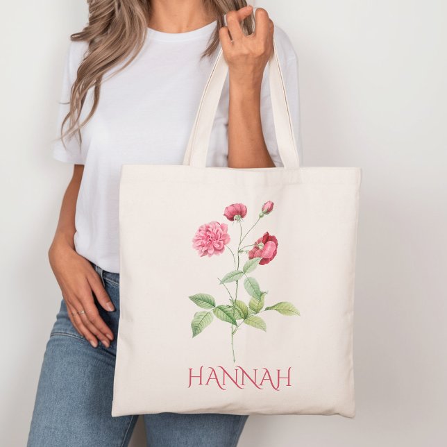 Tote Bag Fleurs de roses roses rouges du mois de naissance  (Créateur téléchargé)