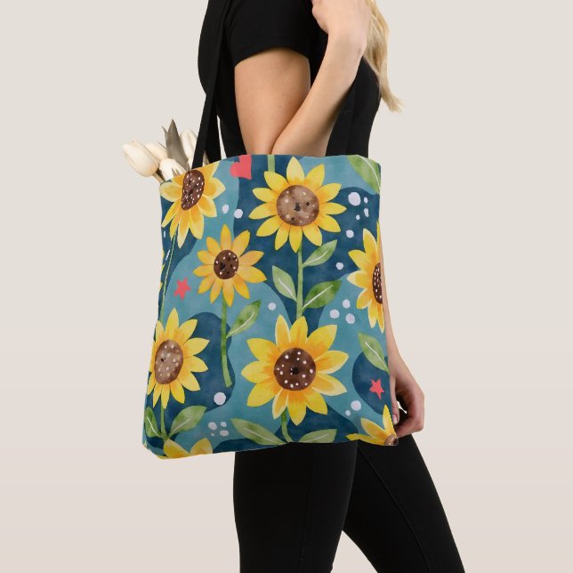 Tote Bag Fleurs de soleil brillantes (De près)