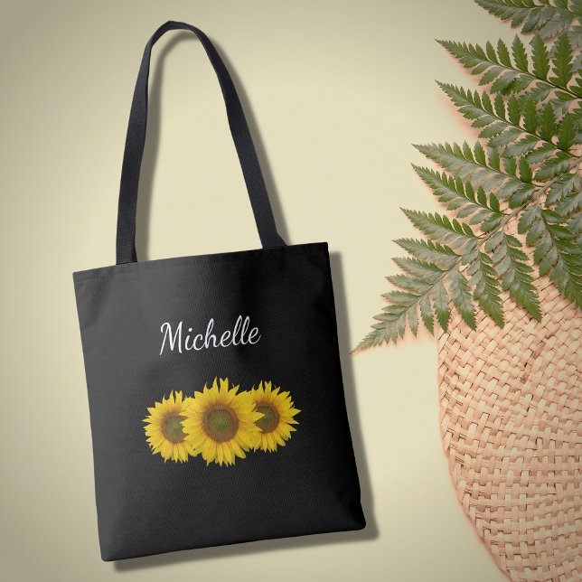 Tote Bag Fleurs de soleil Jaunes Élégant Floral Moderne Noi (Créateur téléchargé)