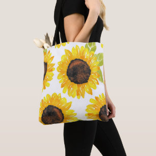 Tote Bag Fleurs de soleil peintes à la main