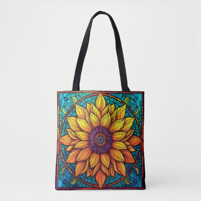 Tote Bag Fleurs de Tournesol étonnantes en verre (Devant)