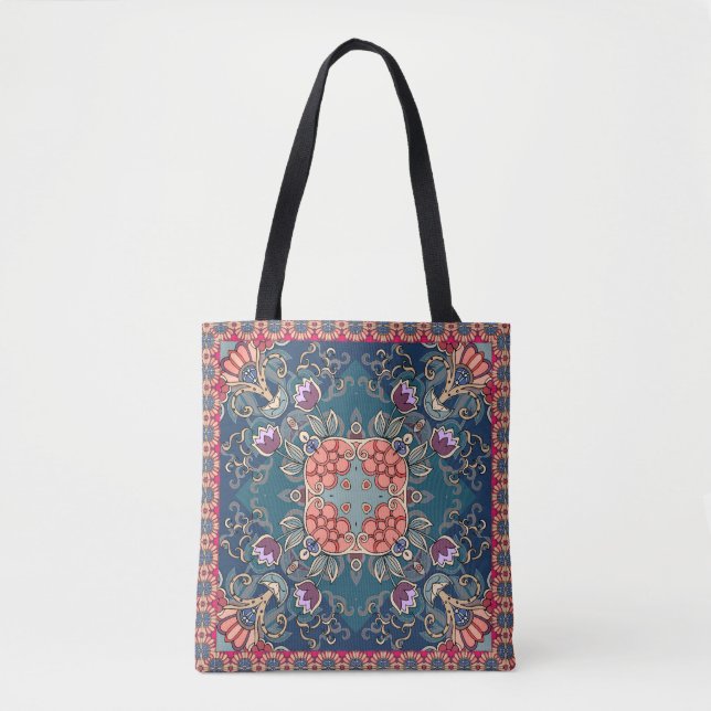 Tote Bag Fleurs de tulipe Lilac, cadre fleuri ornemental. (Devant)