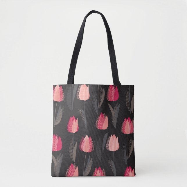 Tote Bag Fleurs de tulipe rouge abstrait moderne sans coutu (Devant)