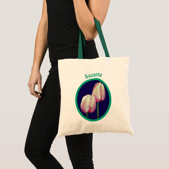 Tote Bag Fleurs de tulipes roses personnalisées (Devant (produit))