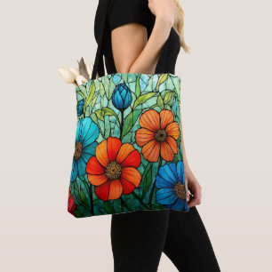 Tote Bag Fleurs de verre coloré