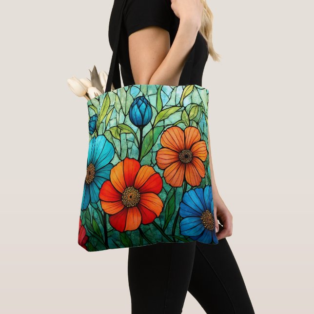 Tote Bag Fleurs de verre coloré (De près)