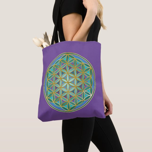 Tote Bag FLEURS DE VIE - Géométrie Sacrée Design 1 (De près)