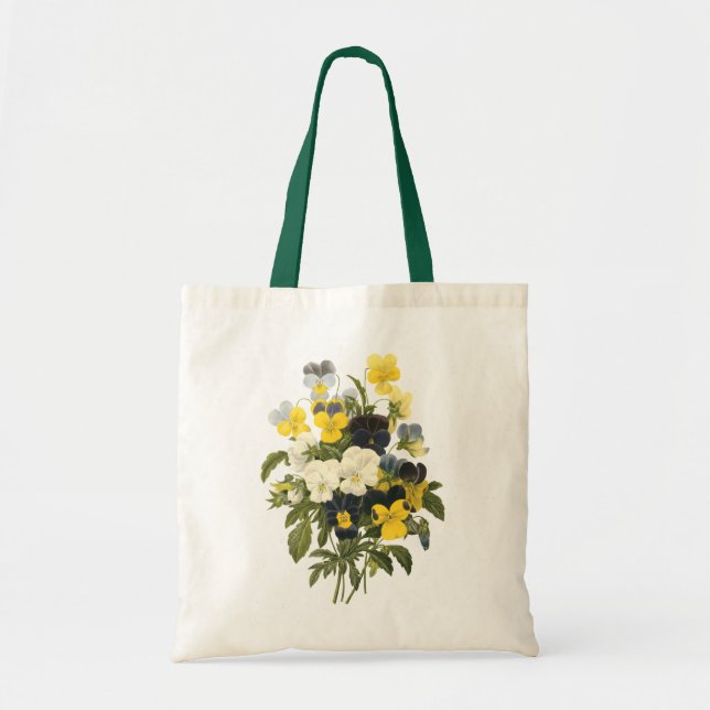 Tote Bag Fleurs de violettes et de pensées Art botanique (Devant)