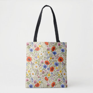 Tote Bag Fleurs délicates de prairie sauvage en fleurs