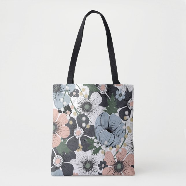 Tote Bag Fleurs délicates : motif sans couture dessinée à l (Devant)