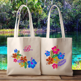Tote Bag Fleurs d'Hibiscus Demoiselle d'Honneur Mariage