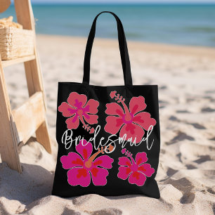 Tote Bag Fleurs d'Hibiscus géantes Femme de chambre noire