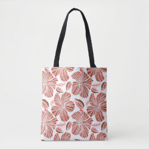 Tote Bag Fleurs d'hibiscus hawaïens : style tropical brun.