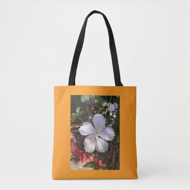 Tote Bag fleurs d'hibiscus naturel blanc (Devant)