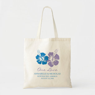 Tote Bag Fleurs d'Hibiscus Royal Bleu et Lavande MARIAGE