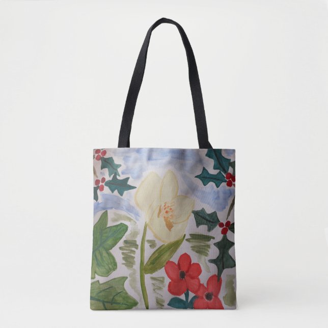 Tote Bag Fleurs d'hiver & Holly (Devant)