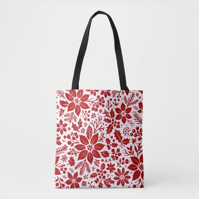Tote Bag Fleurs d'hiver rouges (Devant)