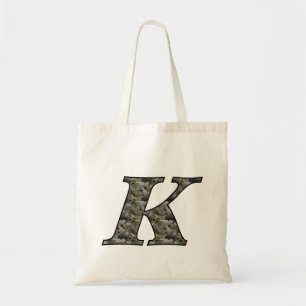 Tote Bag Fleurs d'hortensia à initiale de monogramme K