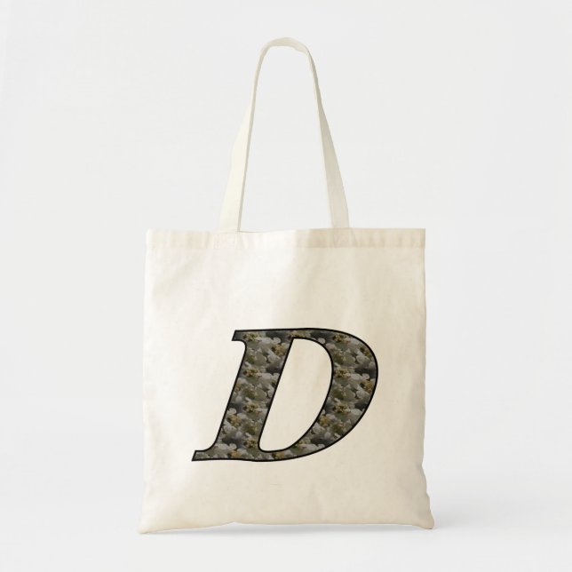 Tote Bag Fleurs d'hortensia à monogramme initial D (Devant)